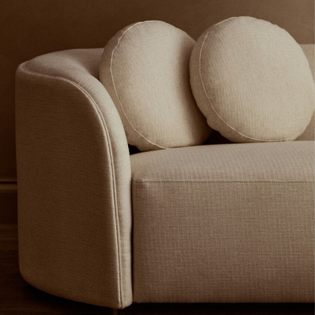 Aurelia Cream Linen Curved 3-Seater Sofa - INSIDE HOUSE