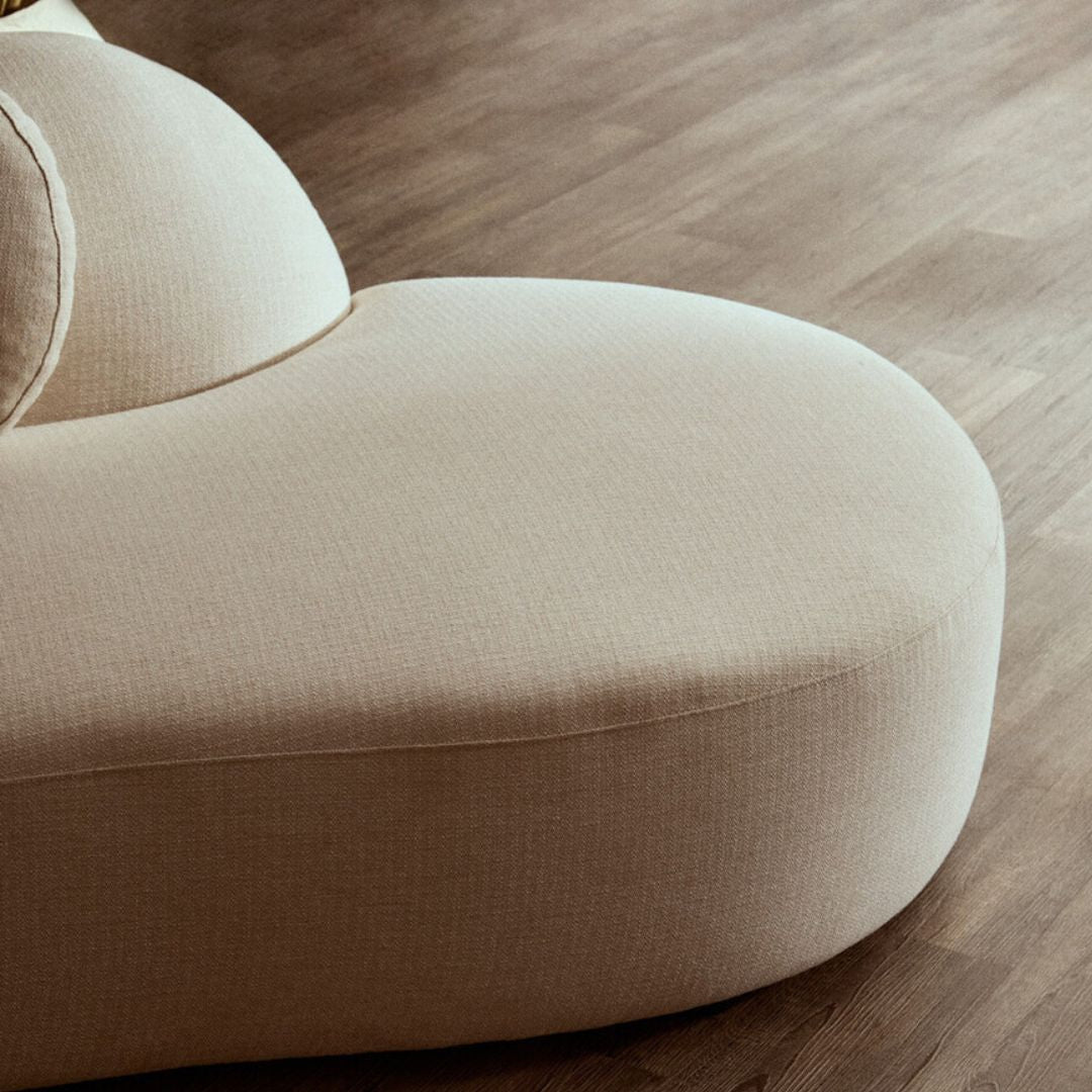 Aurelia Cream Linen Curved 3-Seater Sofa - INSIDE HOUSE