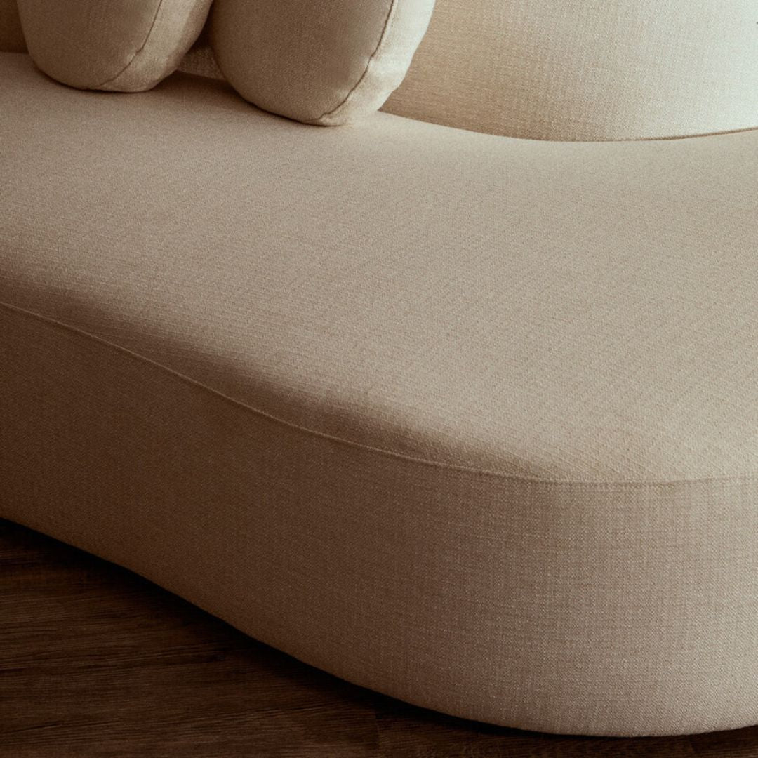 Aurelia Cream Linen Curved 3-Seater Sofa - INSIDE HOUSE