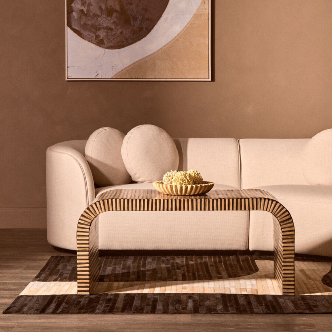Aurelia Cream Linen Curved 3-Seater Sofa - INSIDE HOUSE