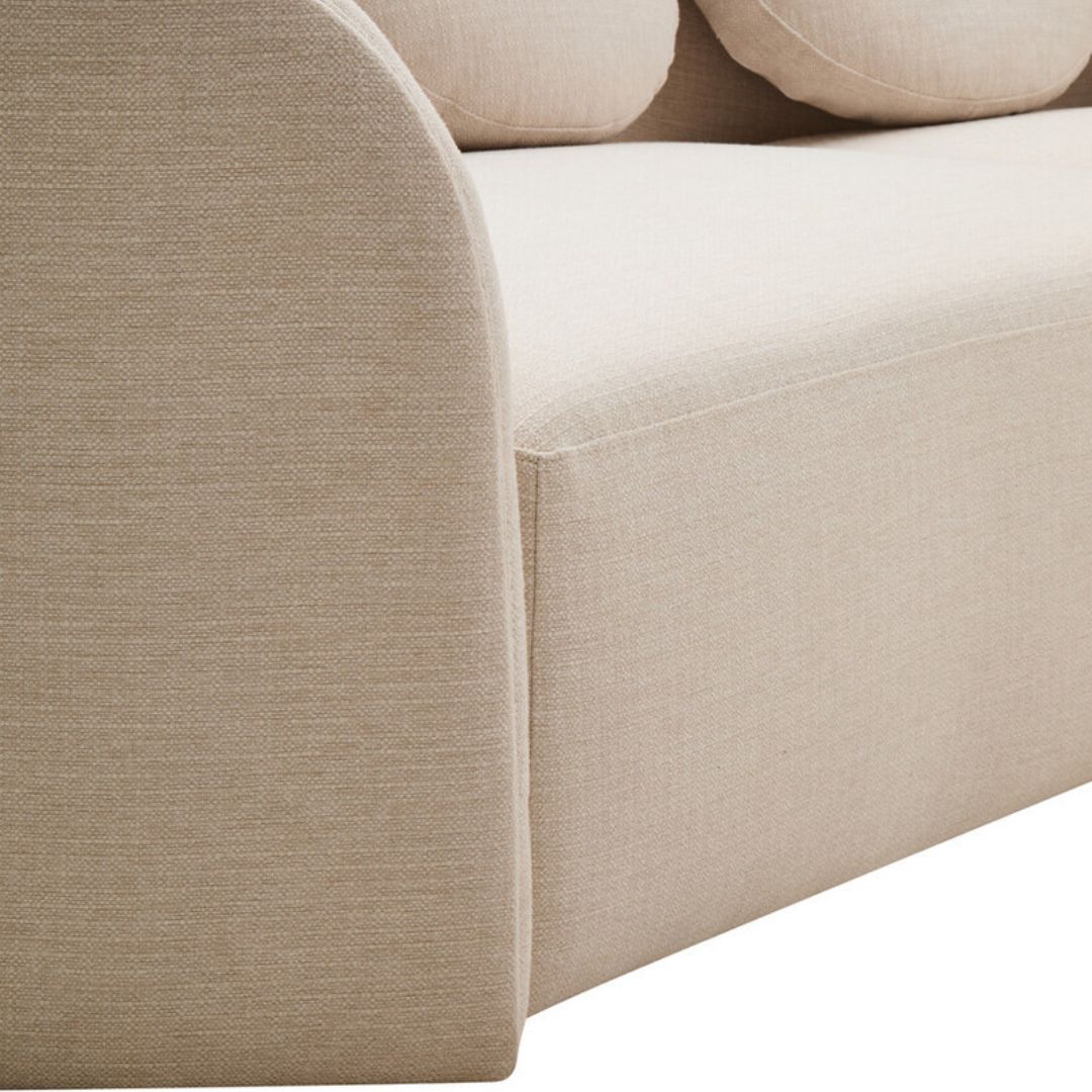 Aurelia Cream Linen Curved 3-Seater Sofa - INSIDE HOUSE