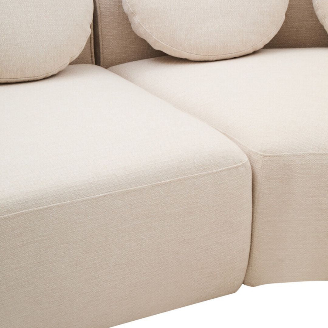 Aurelia Cream Linen Curved 3-Seater Sofa - INSIDE HOUSE