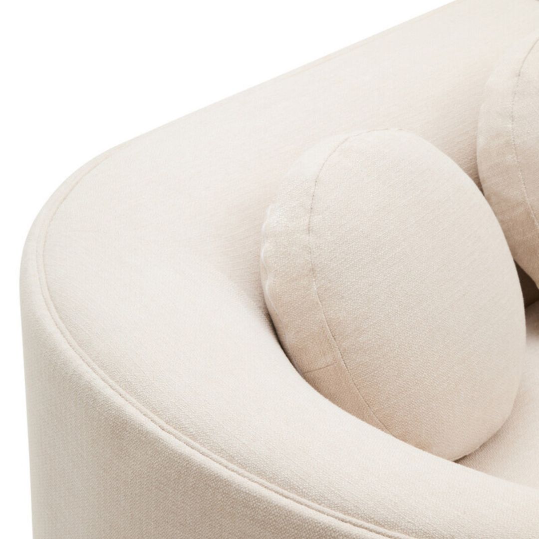 Aurelia Cream Linen Curved 3-Seater Sofa - INSIDE HOUSE