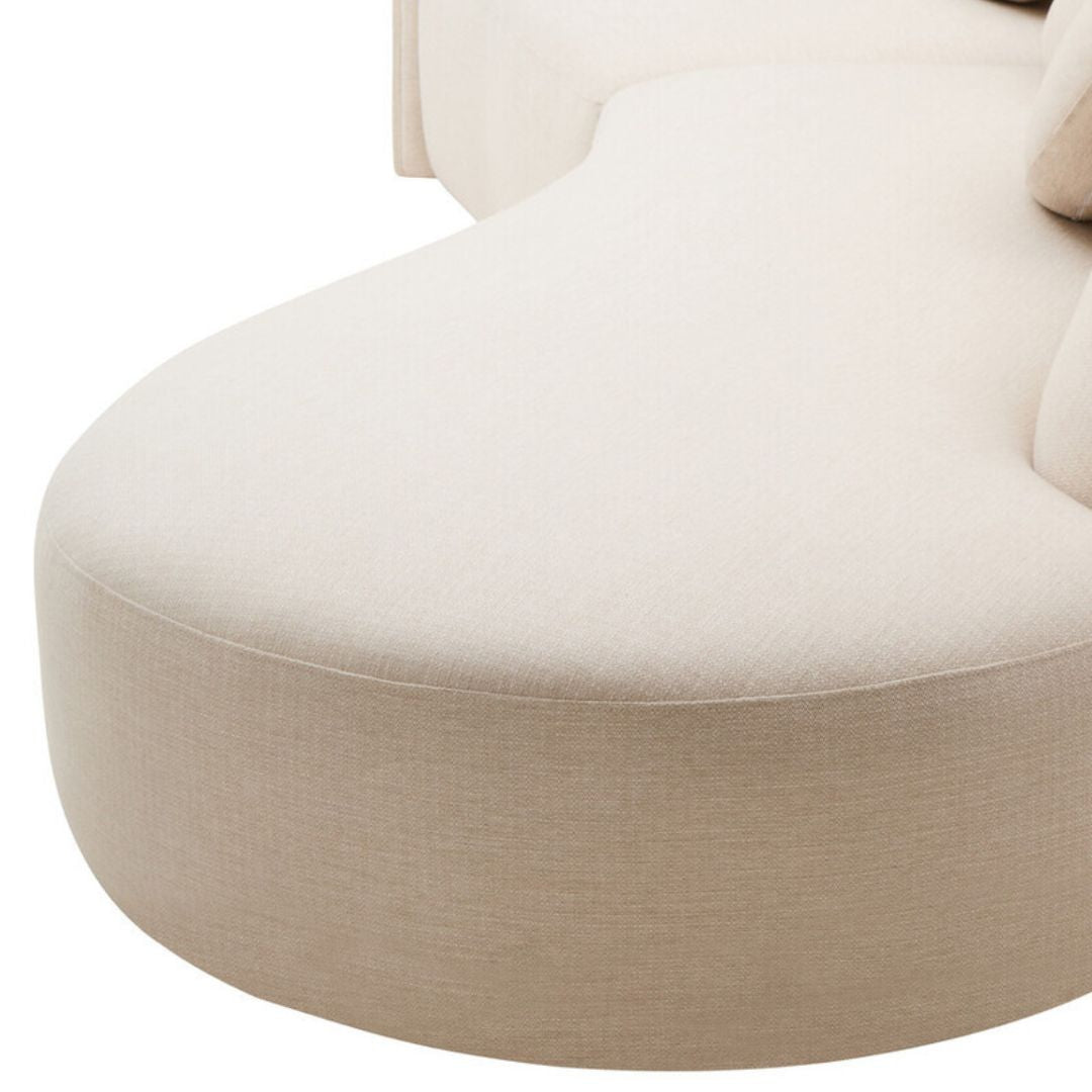 Aurelia Cream Linen Curved 3-Seater Sofa - INSIDE HOUSE