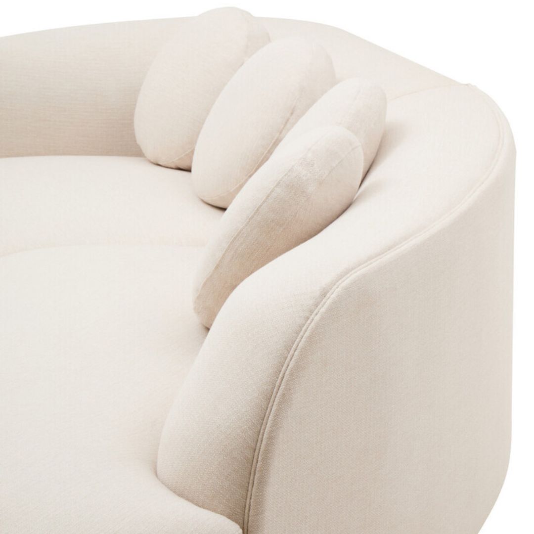 Aurelia Cream Linen Curved 3-Seater Sofa - INSIDE HOUSE