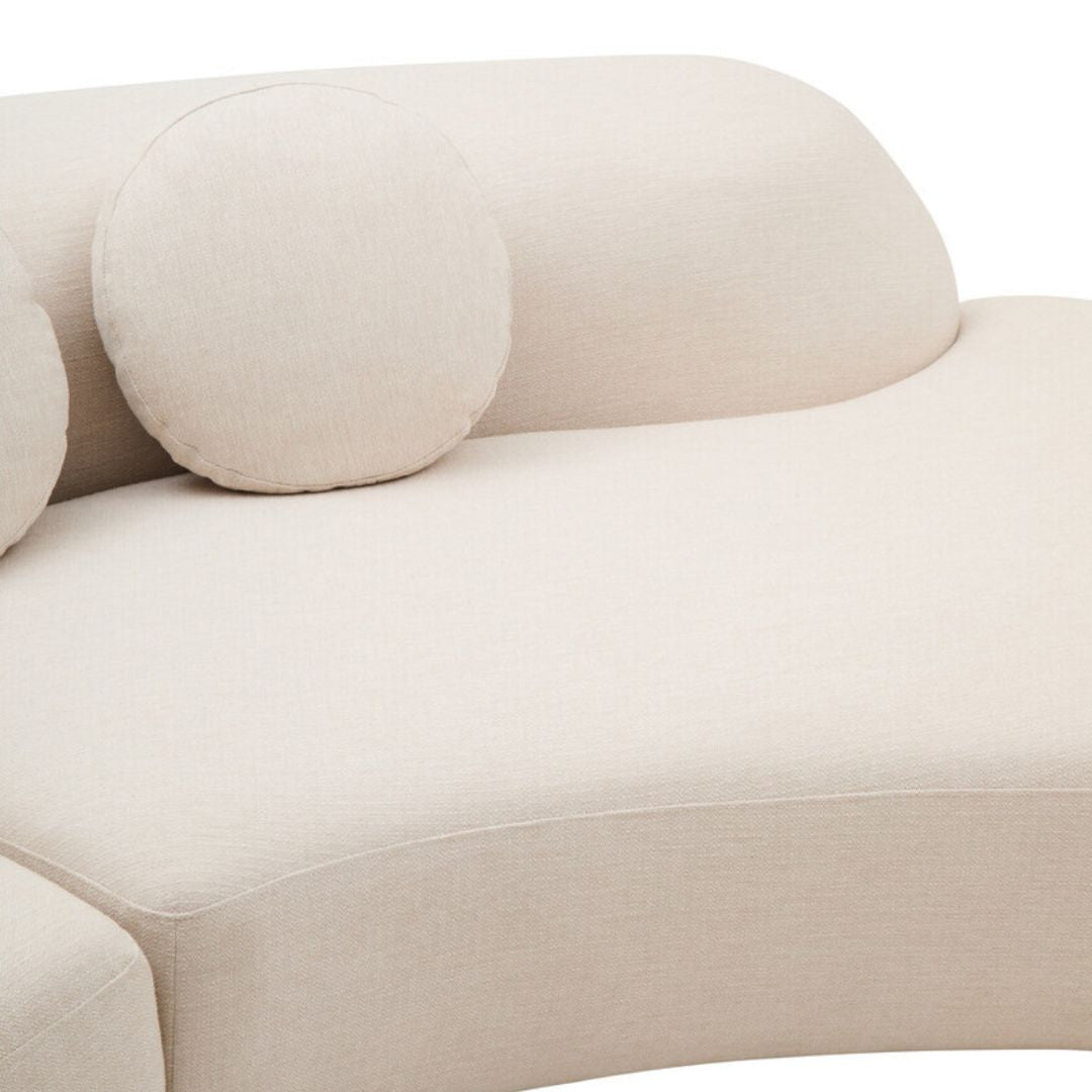 Aurelia Cream Linen Curved 3-Seater Sofa - INSIDE HOUSE