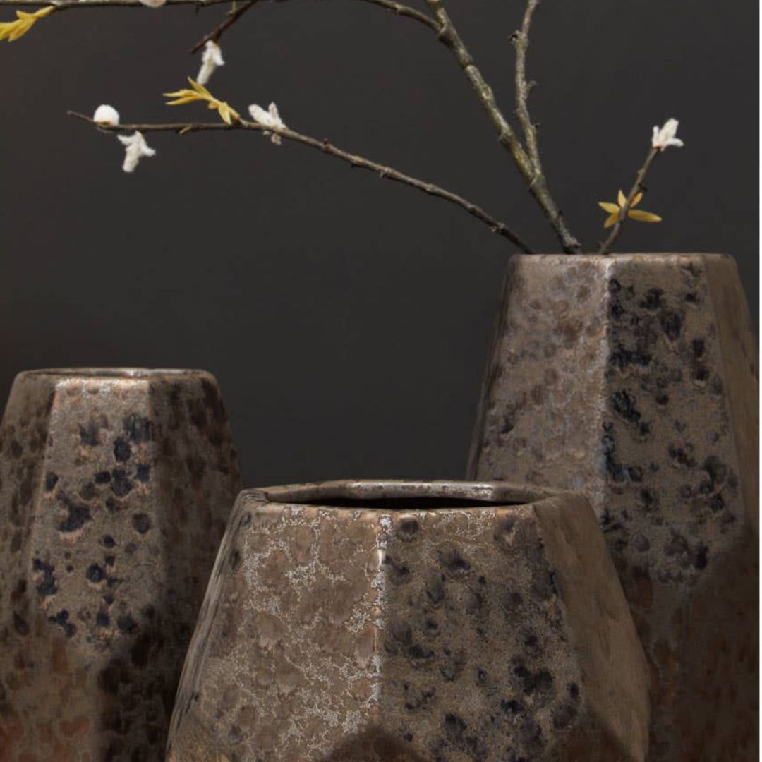 Caelo Black Metallic Ceramic Vase - Small