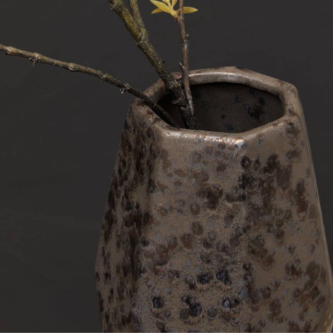 Caelo Black Metallic Ceramic Vase - Small