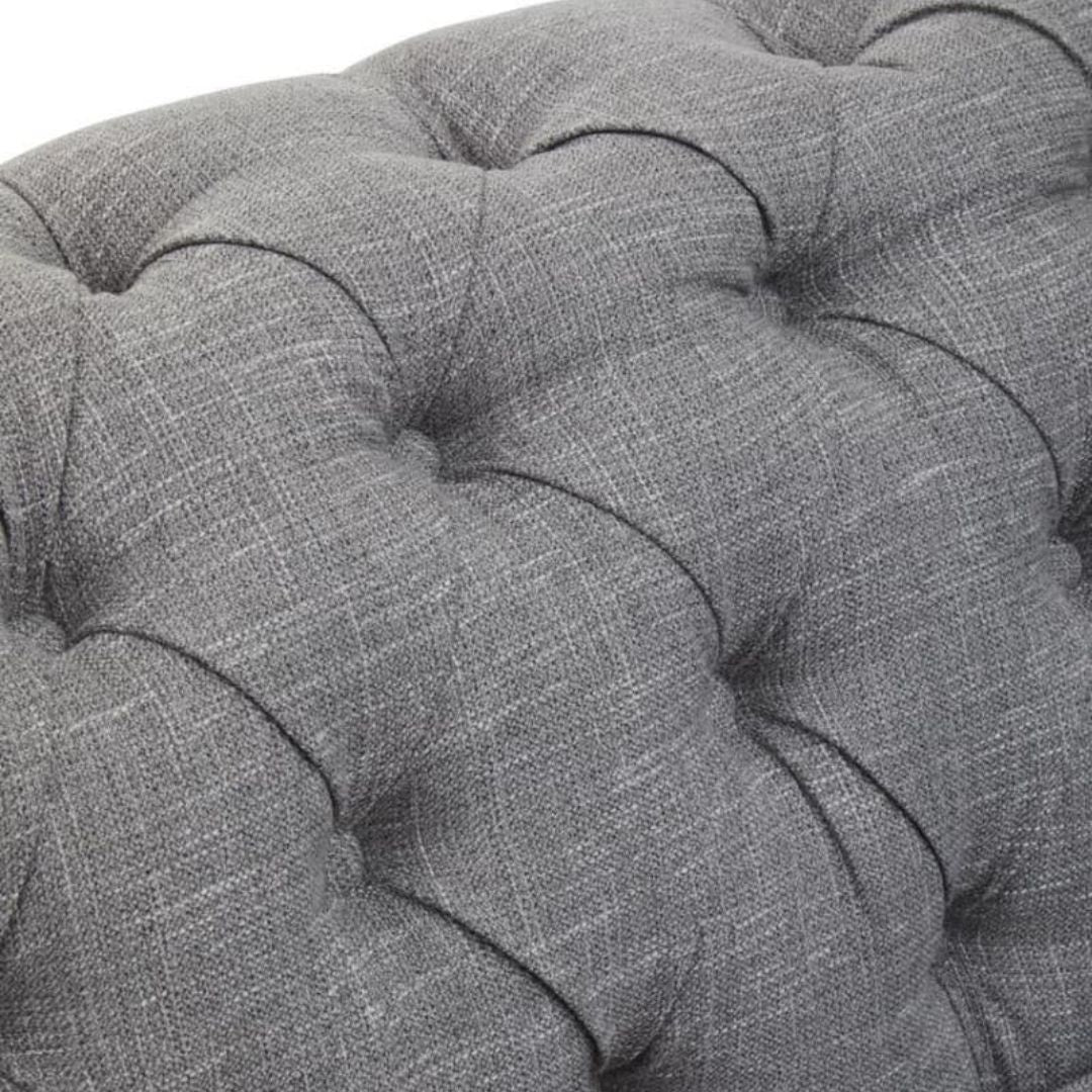 Carlotta Grey Linen Chesterfield 3-Seat Sofa - INSIDE HOUSE