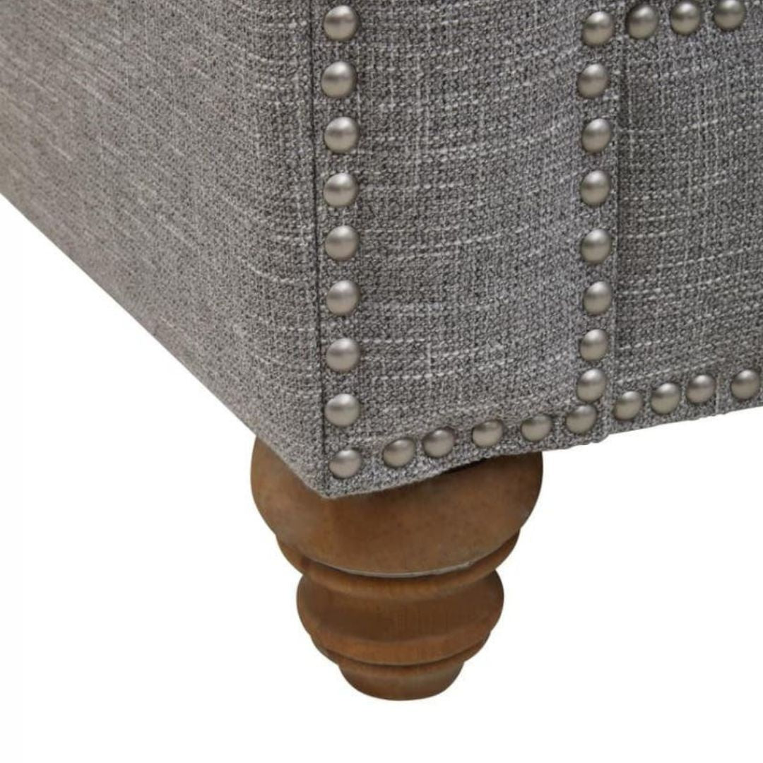 Carlotta Grey Linen Chesterfield 3-Seat Sofa - INSIDE HOUSE