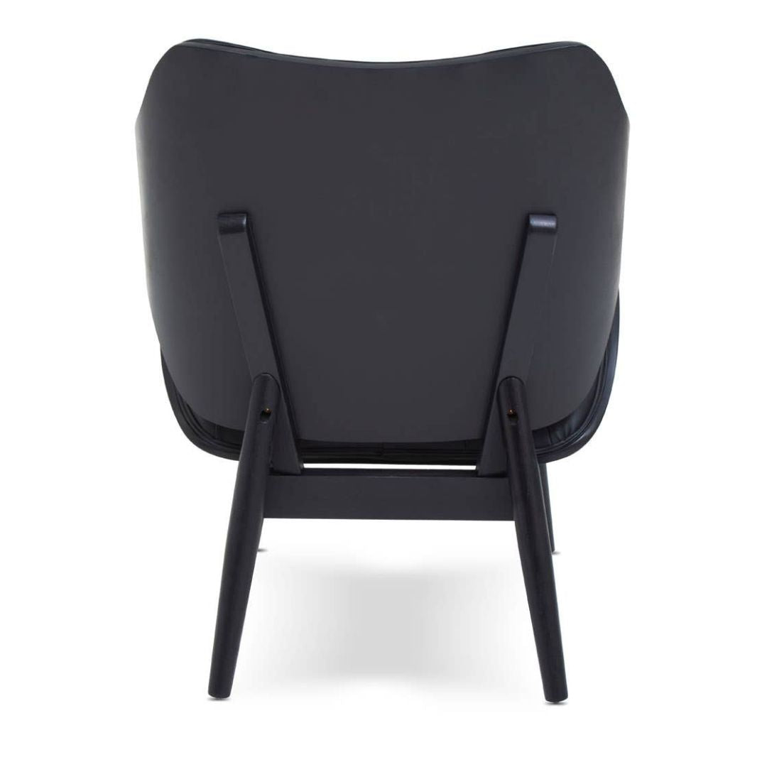 Carlton Tufted Sculptural Lounge Chair – Black Leather Effect & Black Elmwood - INSIDE HOUSE