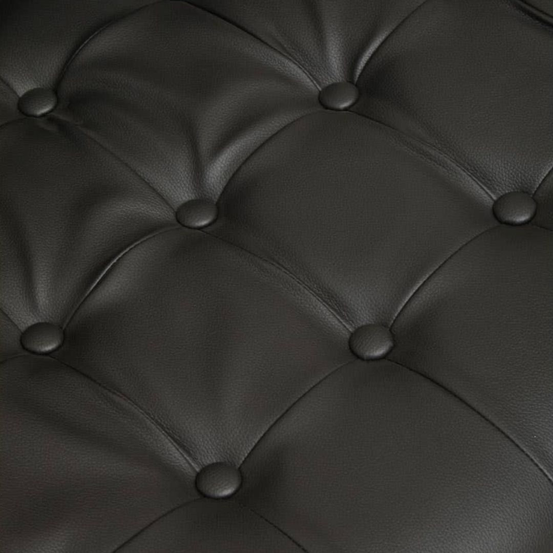 Carlton Tufted Sculptural Lounge Chair – Black Leather Effect &amp; Elmwood