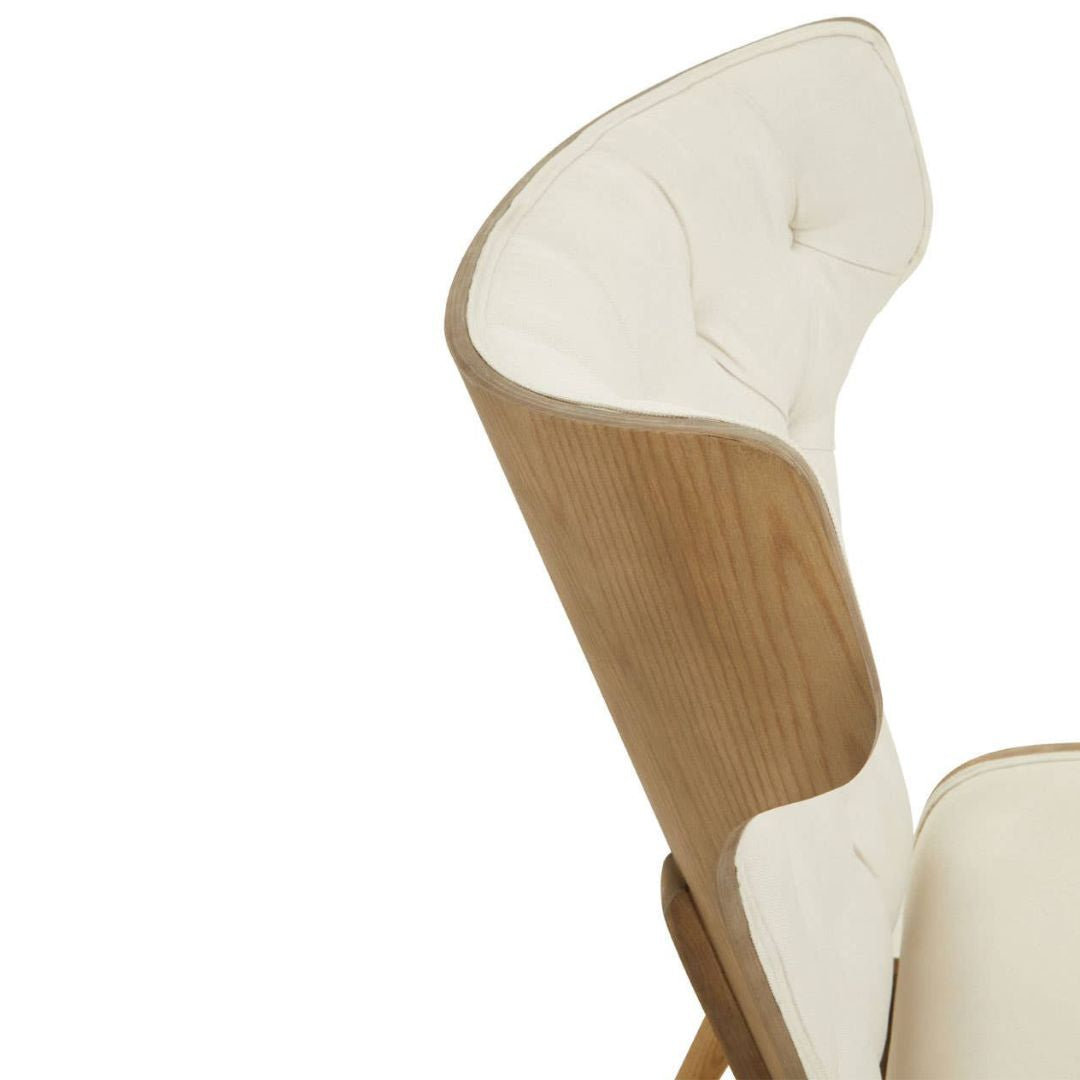Carlton Tufted Wingback Lounge Chair – Beige &amp; Elmwood - INSIDE HOUSE