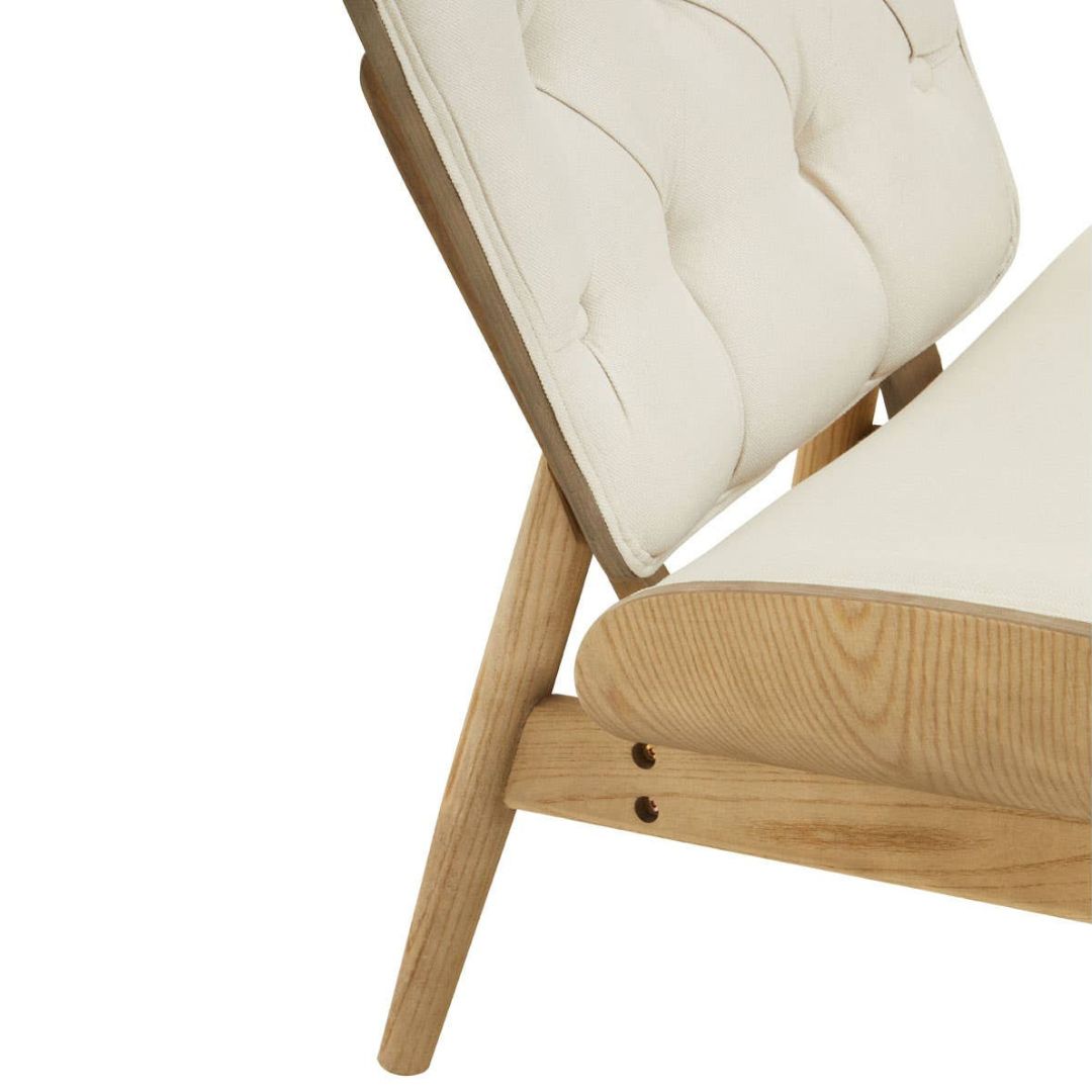 Carlton Tufted Wingback Lounge Chair – Beige &amp; Elmwood - INSIDE HOUSE