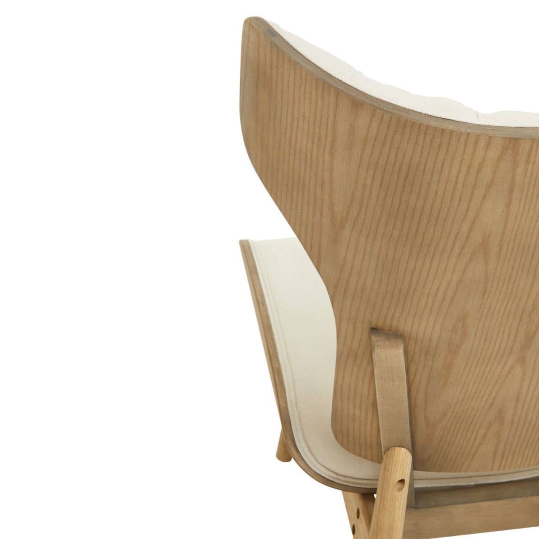 Carlton Tufted Wingback Lounge Chair – Beige &amp; Elmwood - INSIDE HOUSE