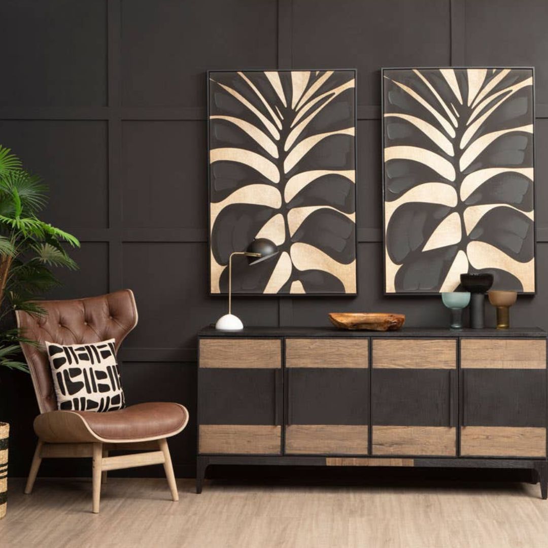 Carlton Tufted Wingback Lounge Chair – Brown Leather Effect &amp; Elmwood - INSIDE HOUSE