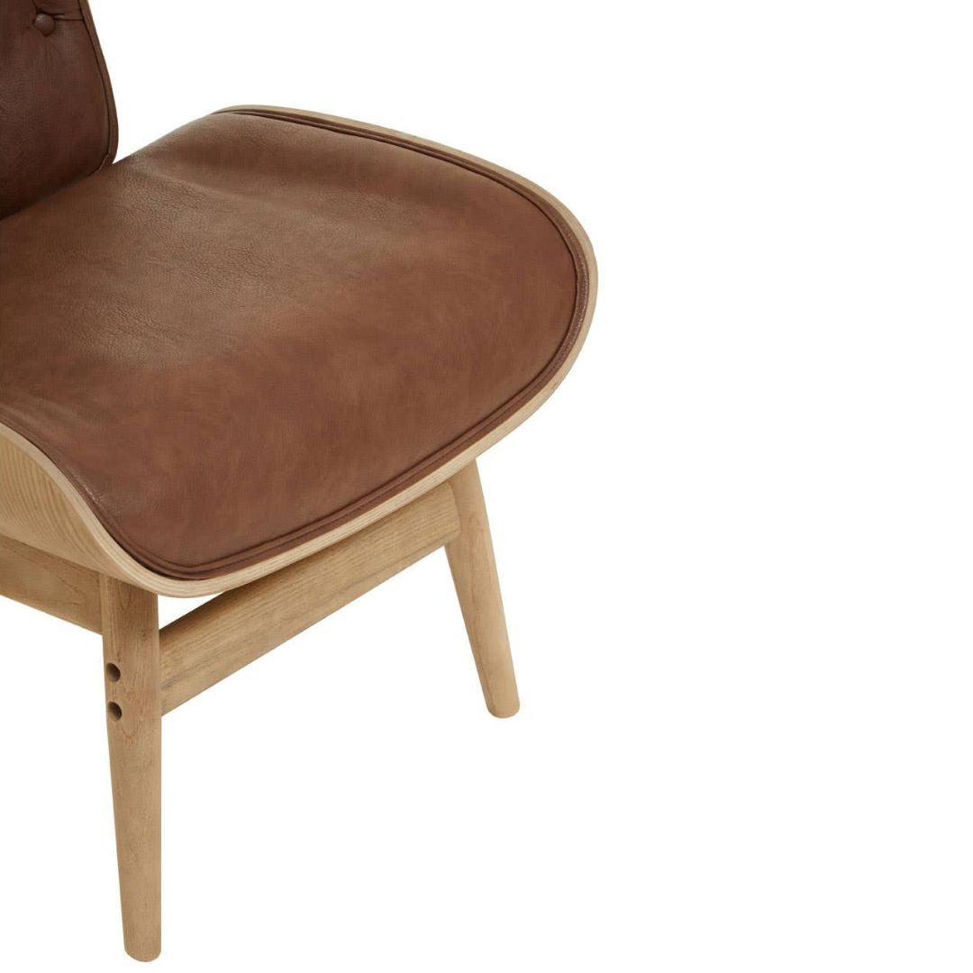 Carlton Tufted Wingback Lounge Chair – Brown Leather Effect &amp; Elmwood - INSIDE HOUSE