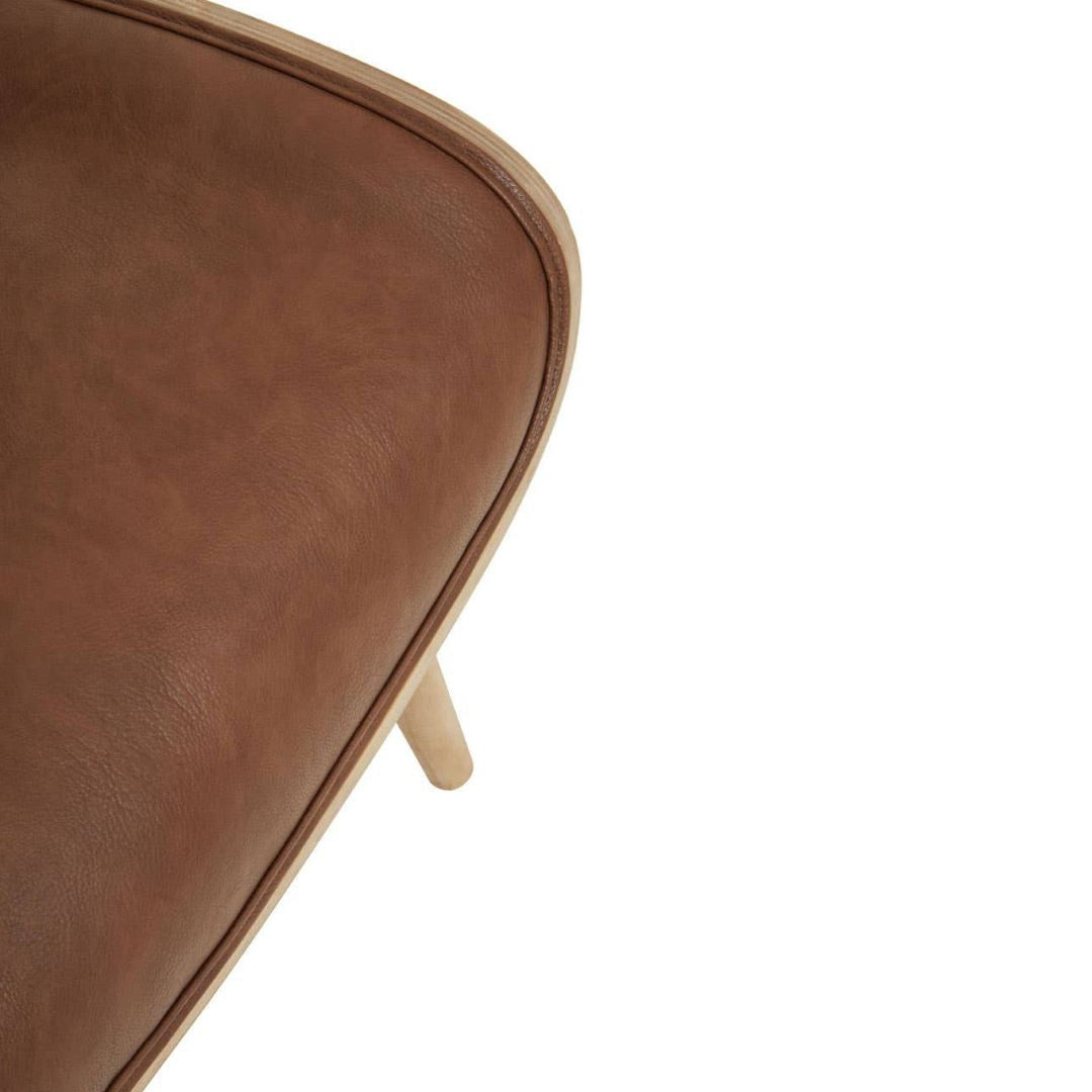 Carlton Tufted Wingback Lounge Chair – Brown Leather Effect &amp; Elmwood - INSIDE HOUSE