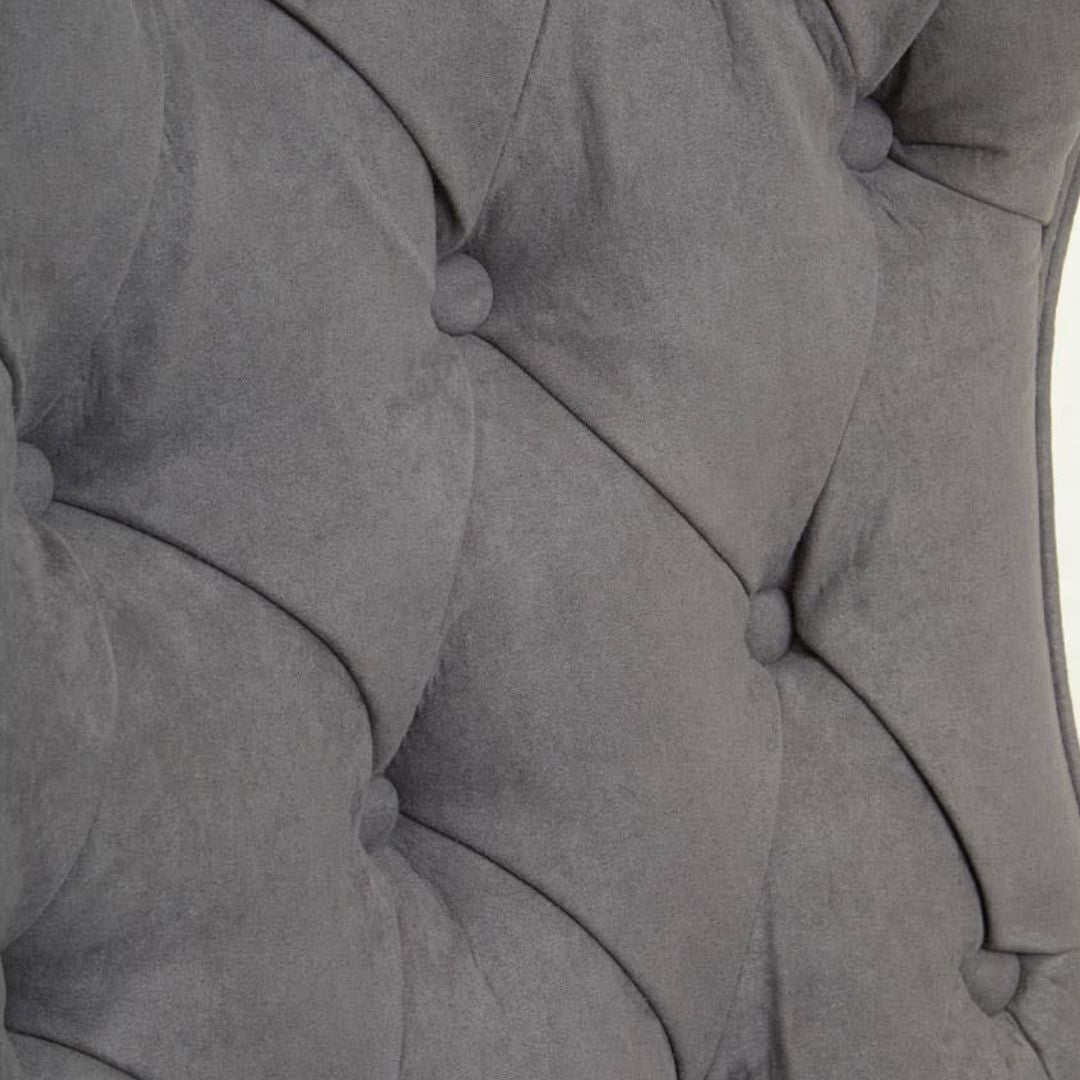 Carlton Tufted Wingback Lounge Chair – Dark Grey Velvet &amp; Elmwood - INSIDE HOUSE