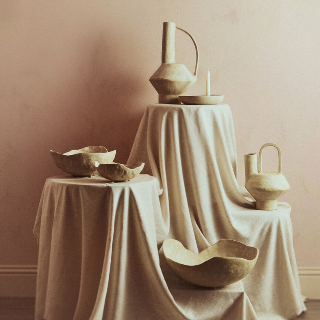 Cavello Distressed Whitewash Sculpted Bowls - Set of Two