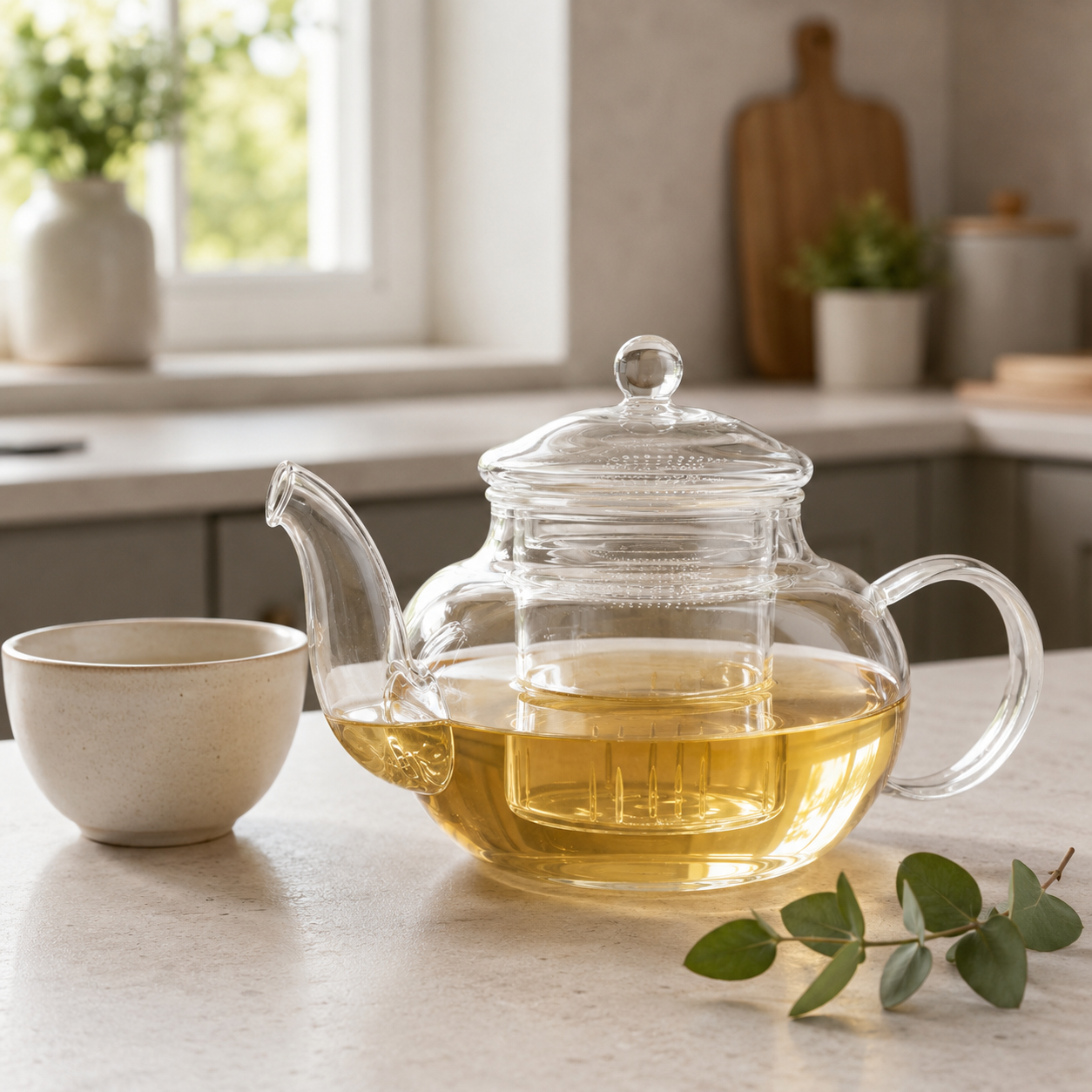 Glass Infuser Teapot - Round Pearl - 400ml - Gift Boxed