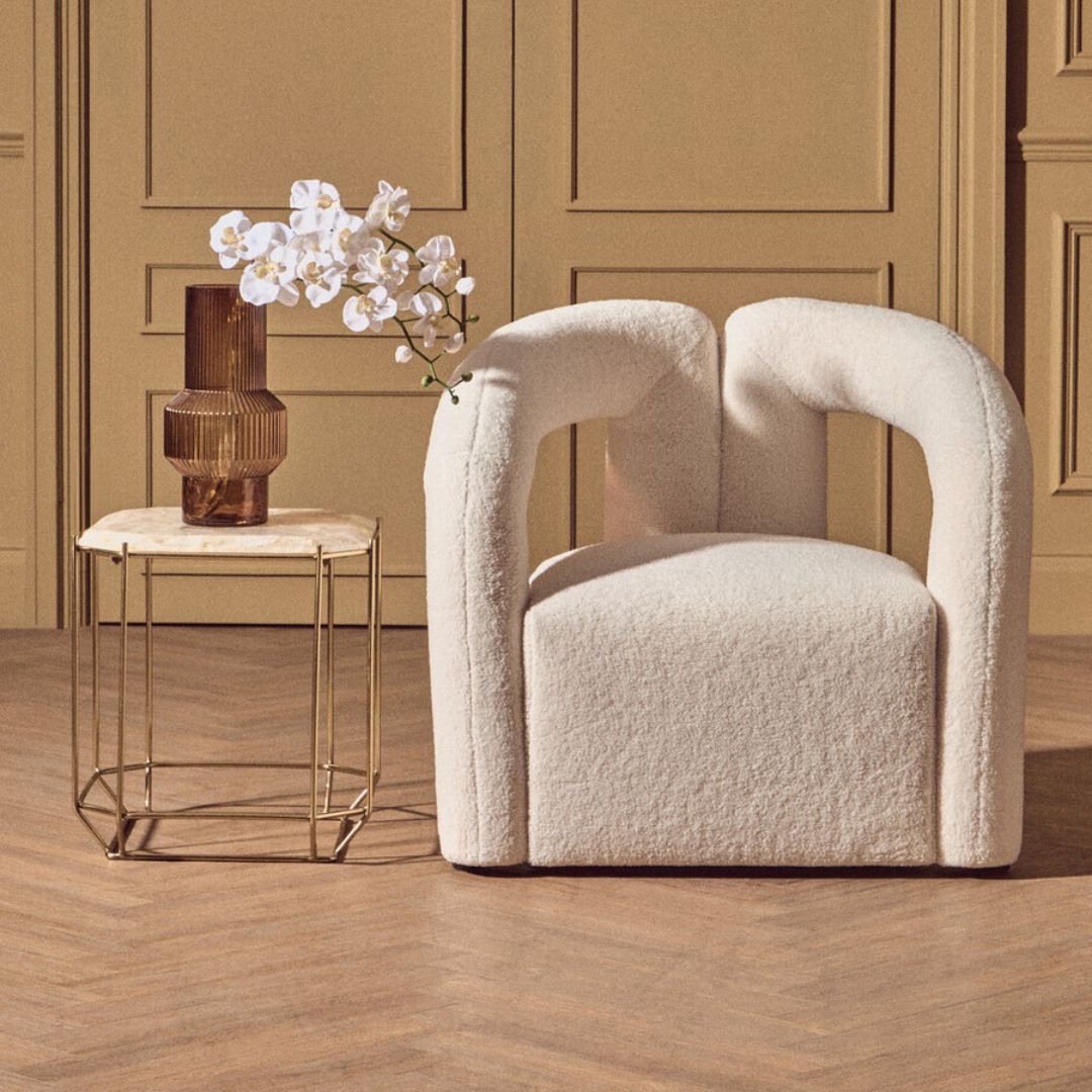 Eira Ivory Bouclé Statement Lounge Chair