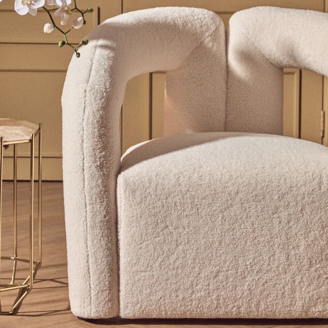Eira Ivory Bouclé Statement Lounge Chair