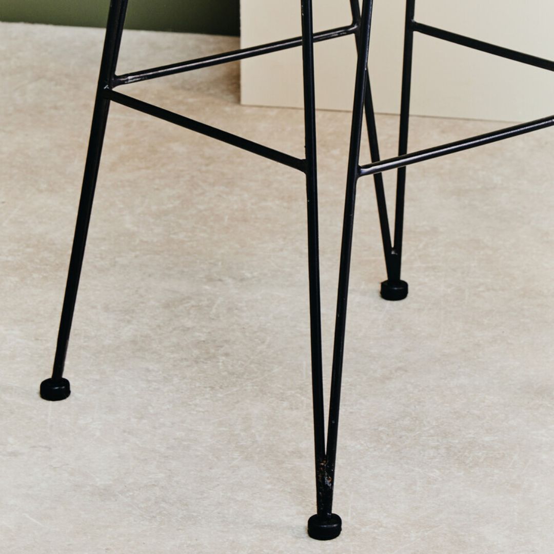 Elio Natural Rattan Bar Chair – Black &amp; Metal Frame