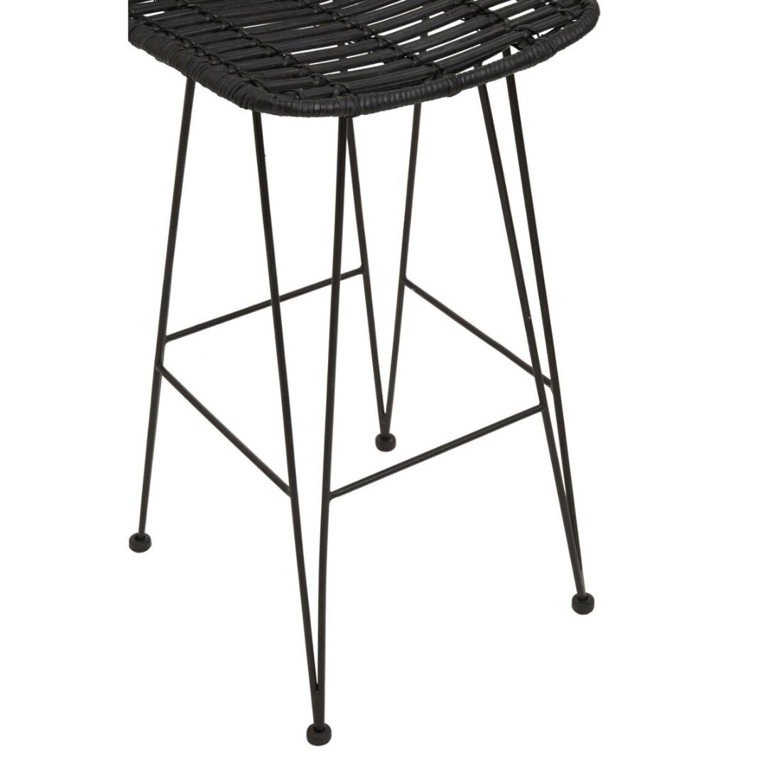 Elio Natural Rattan Bar Chair – Black &amp; Metal Frame