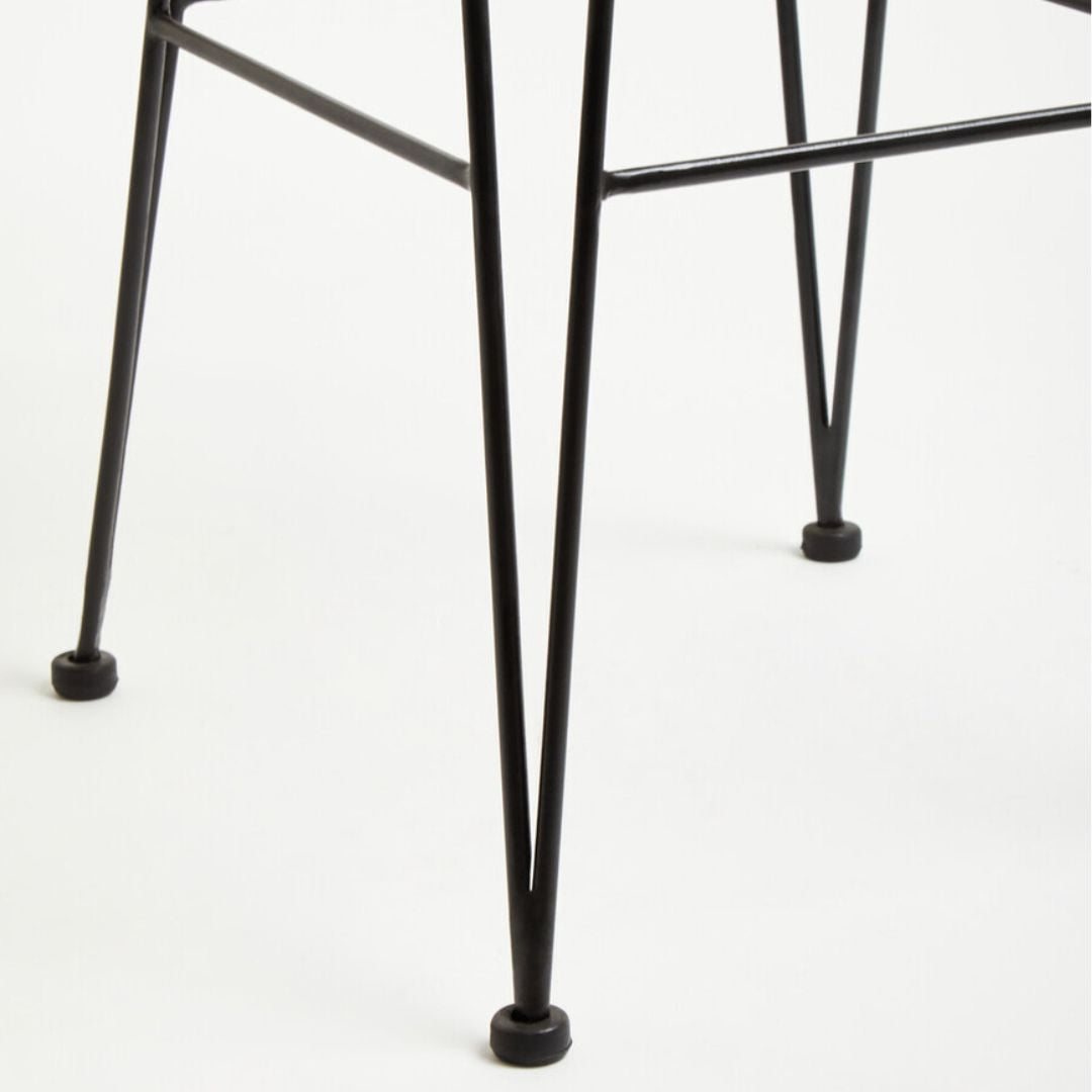 Elio Natural Rattan Bar Chair – Black &amp; Metal Frame