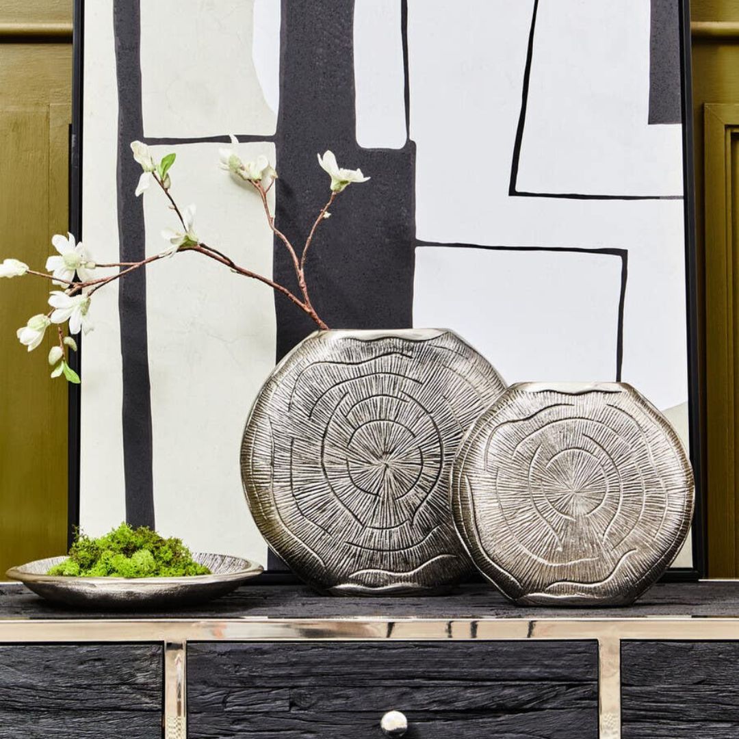 Elvo Oak Effect Silver Vase - Large
