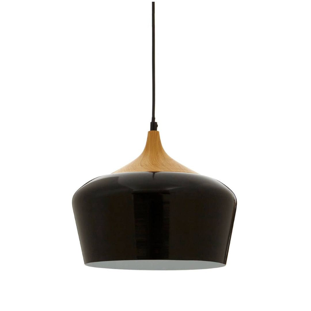 Halden Black Metal Wood Pendant - INSIDE HOUSE