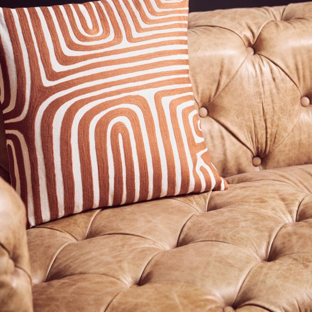 Kensington Brown Leather Chesterfield 3-Seat Sofa - INSIDE HOUSE