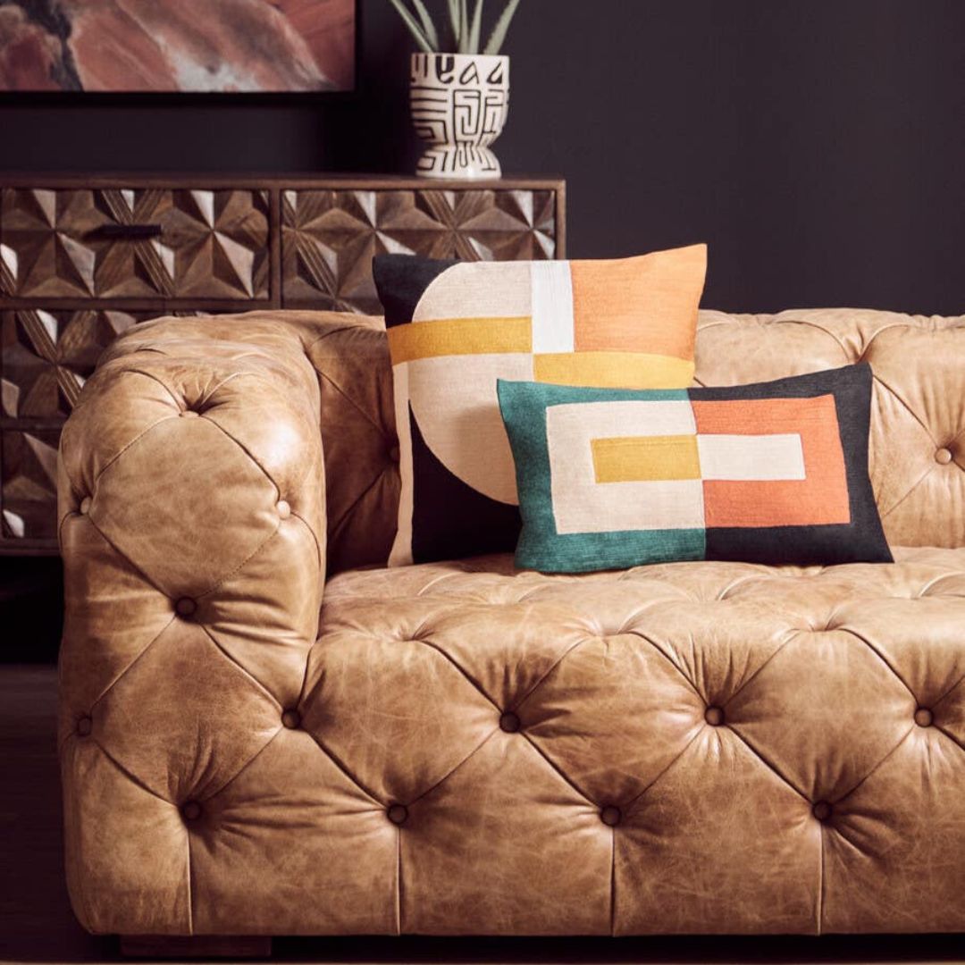 Kensington Brown Leather Chesterfield 3-Seat Sofa - INSIDE HOUSE