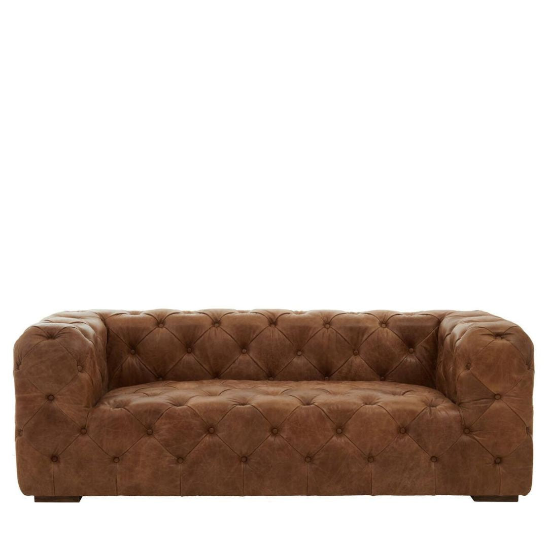 Kensington Brown Leather Chesterfield 3-Seat Sofa - INSIDE HOUSE