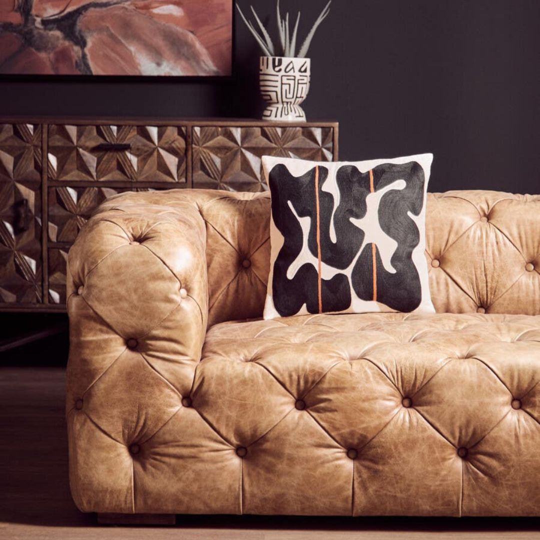 Kensington Brown Leather Chesterfield 3-Seat Sofa - INSIDE HOUSE