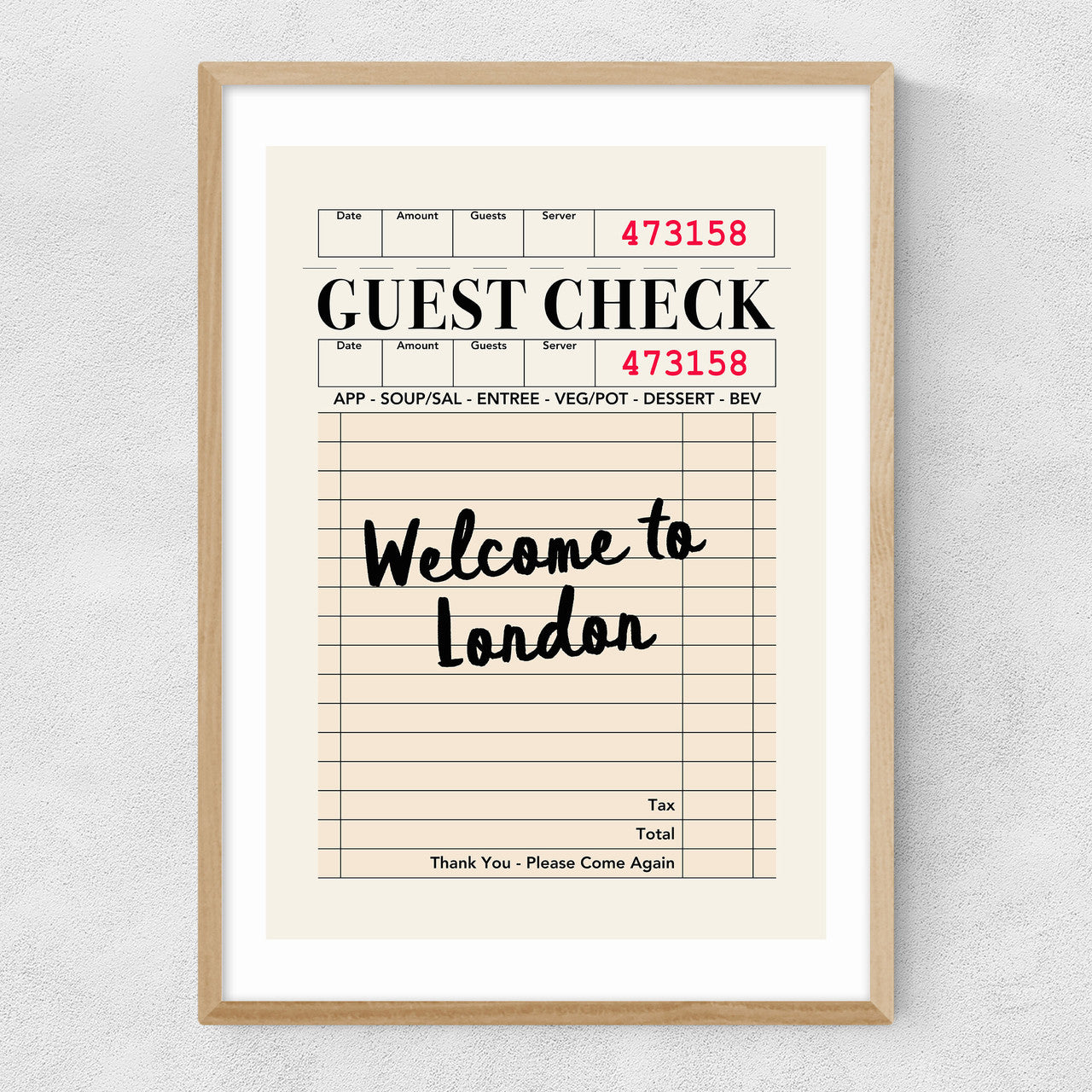 London Guest Check