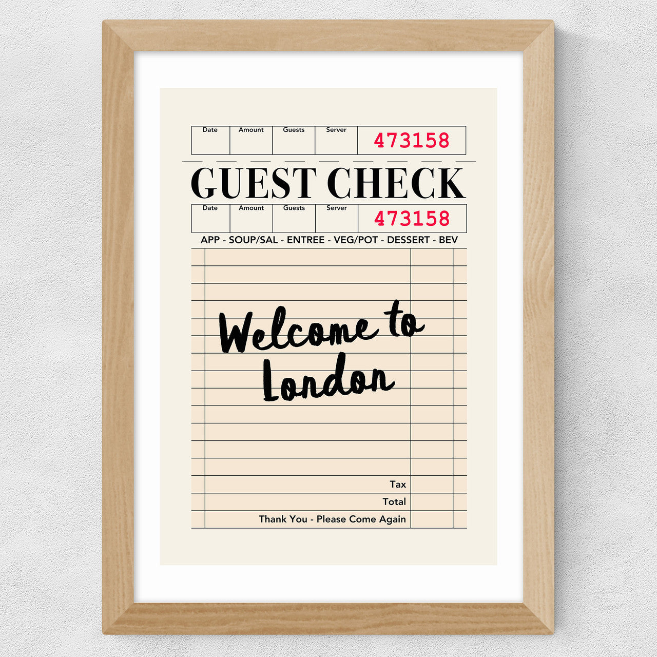 London Guest Check