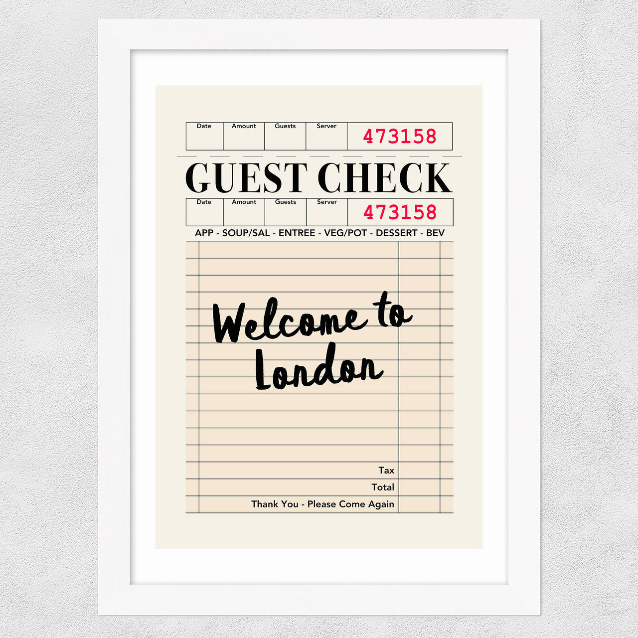 London Guest Check