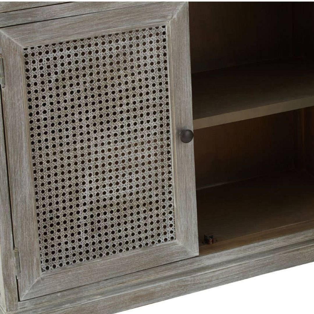 Loxley Antique Grey 2 Cane Doors 2 Drawers Sideboard