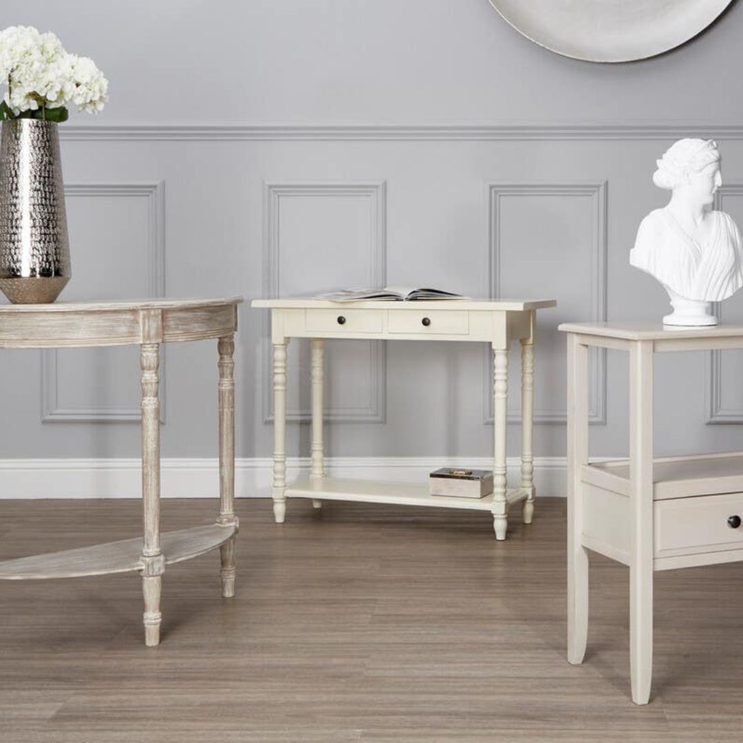 Loxley Ivory White 2 Drawers Console Table