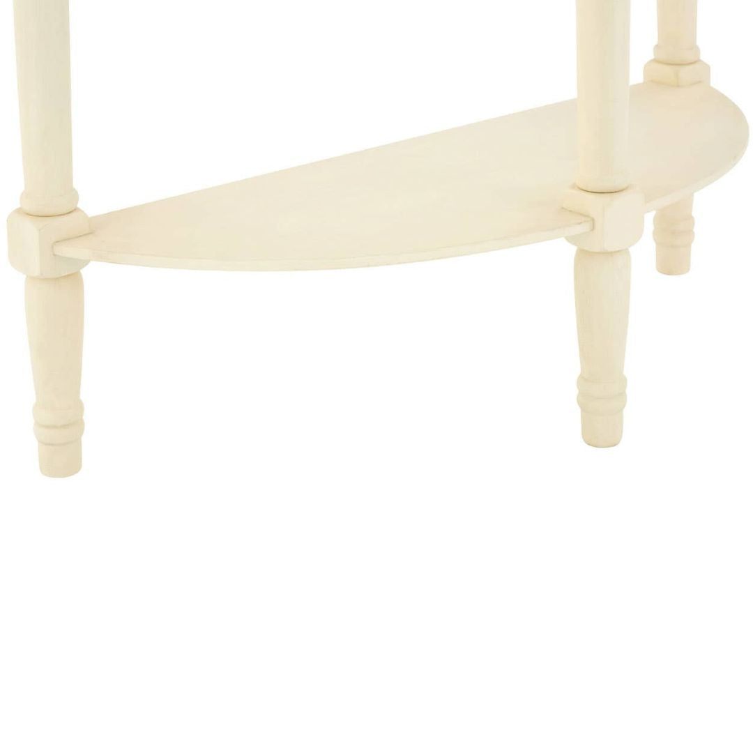 Loxley Ivory White Crescent Console Table with Shelf