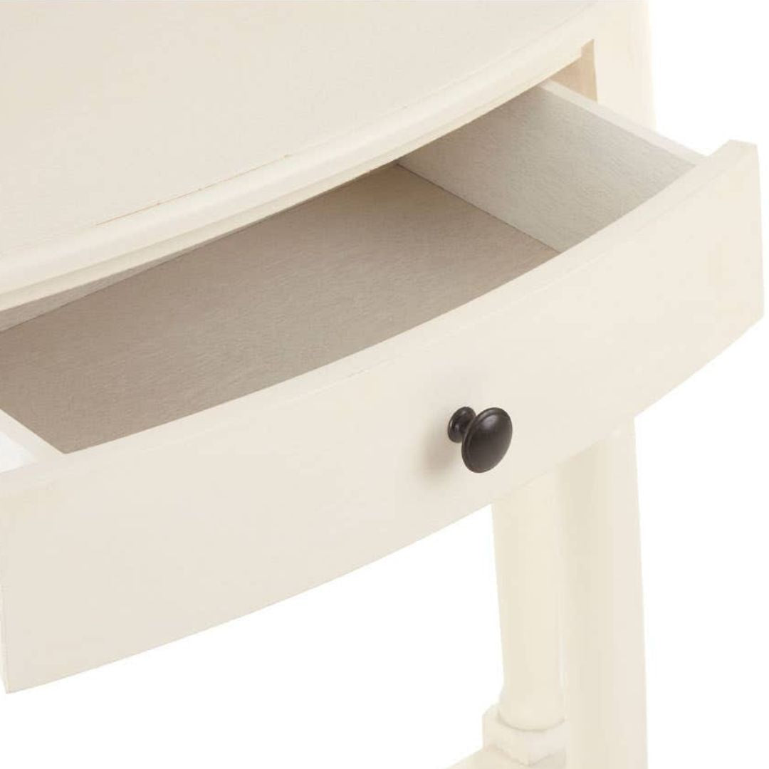 Loxley Antique White Half Moon Console Table with Drawer