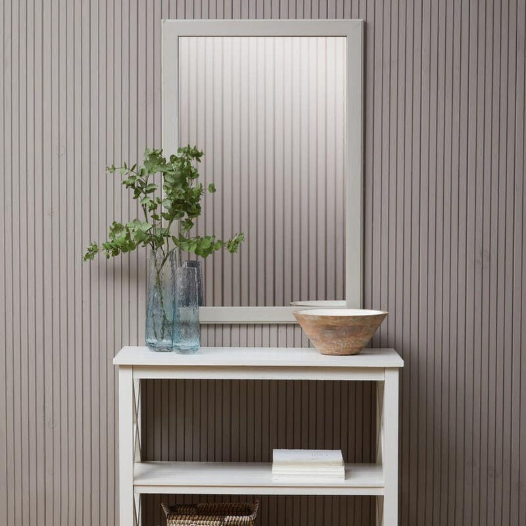 Loxley Antique White Wood Wall Mirror