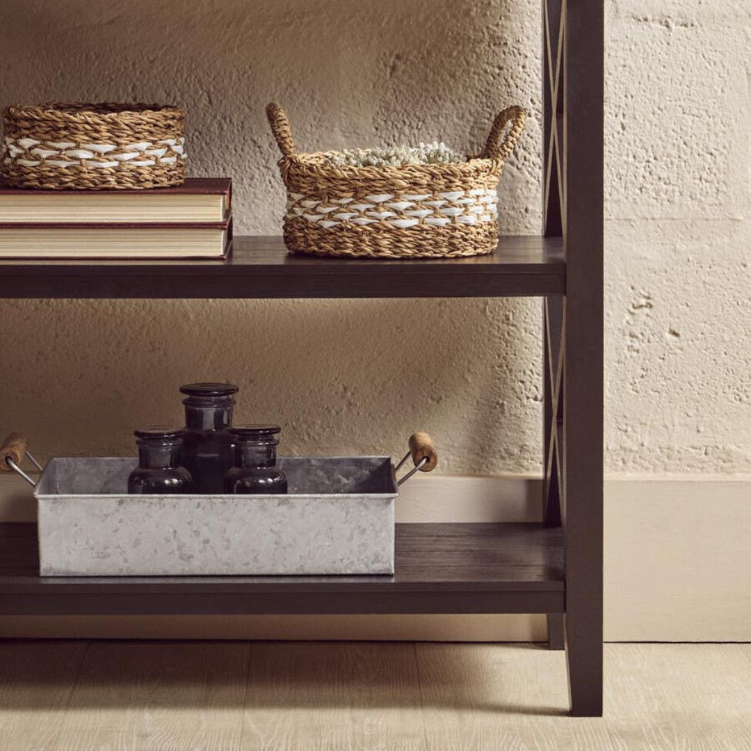 Loxley Black 2 Tier Bookcase with Cross Frame Detail