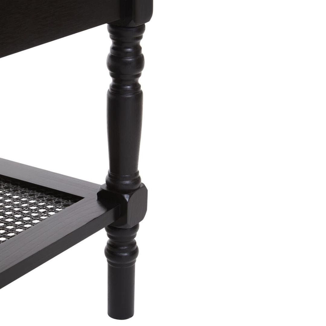 Loxley Black Coffee Table with Cane Shelf