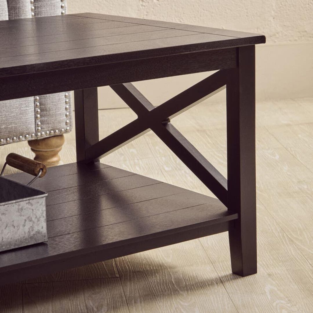 Loxley Black Coffee Table with Cross Frame Detail