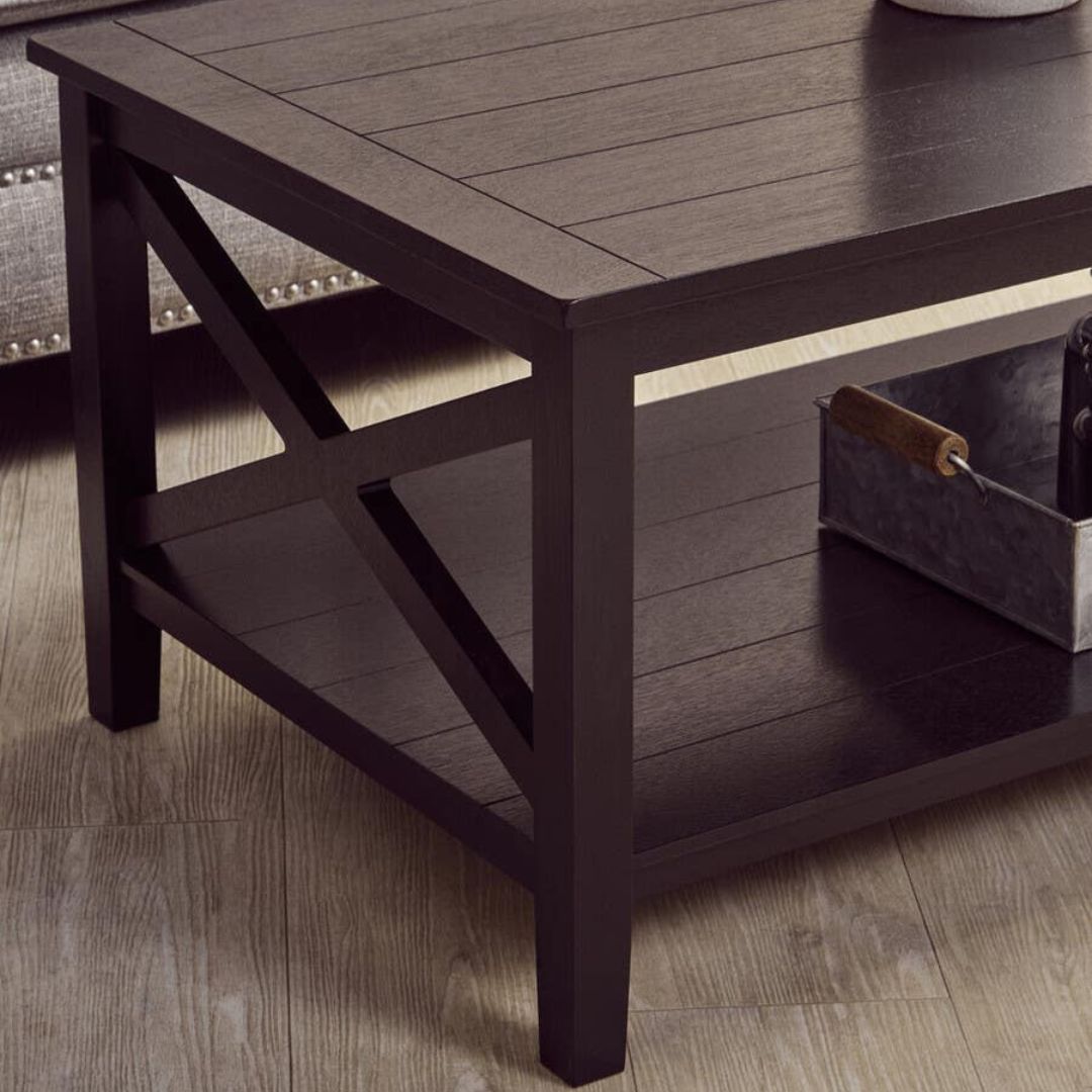 Loxley Black Coffee Table with Cross Frame Detail