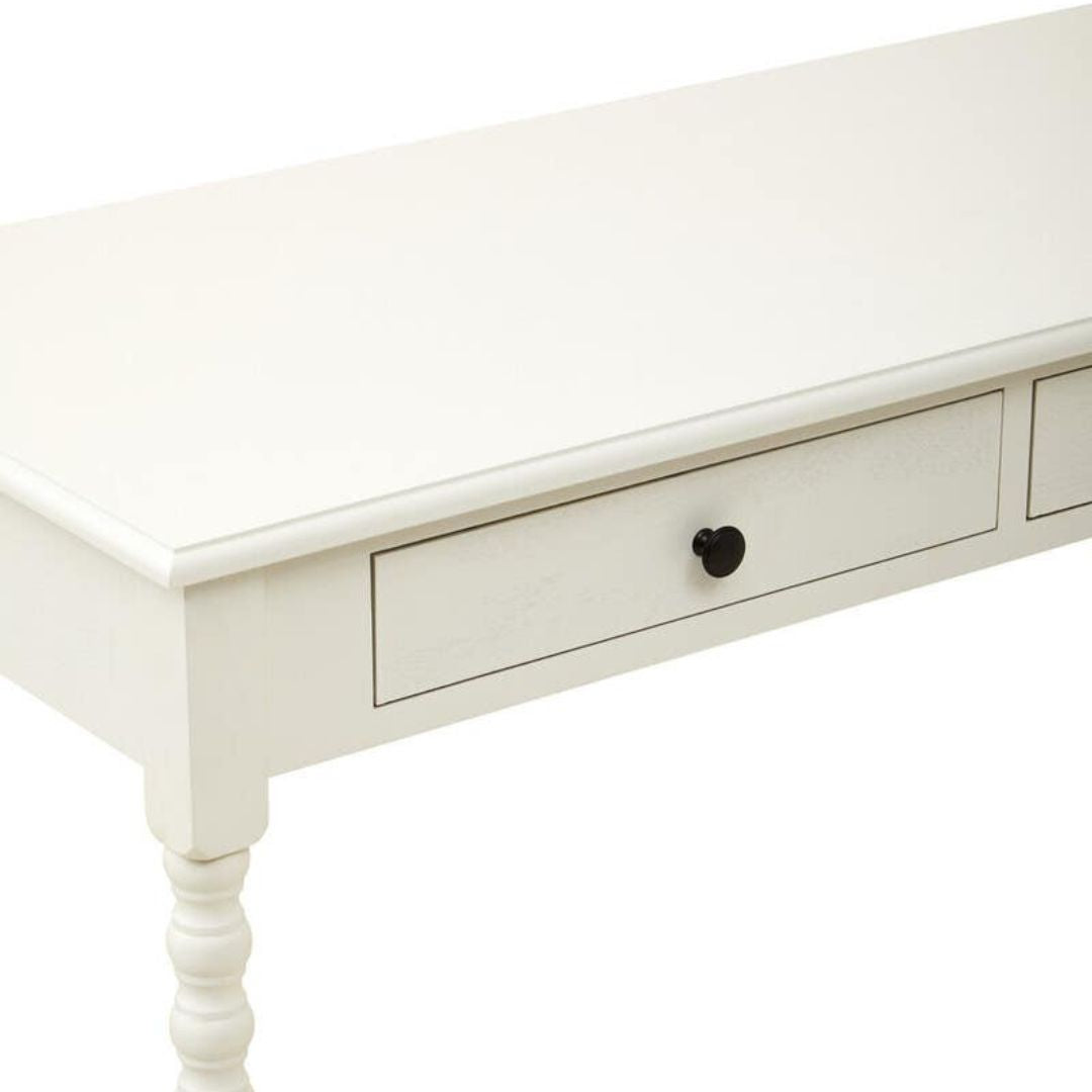 Loxley Ivory 2 Drawers Desk with Bobble Legs