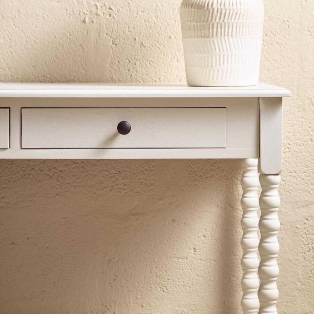 Loxley Ivory 2 Drawers Desk with Bobble Legs